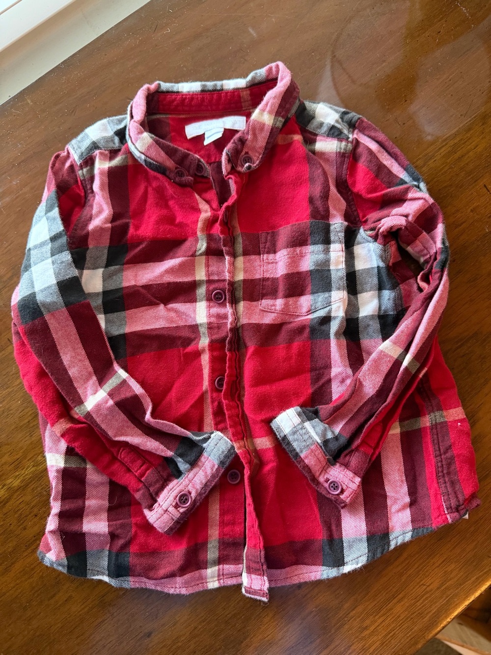 AUTHENTIC Burberry Red and Black Plaid Button-Down Kids Shirt